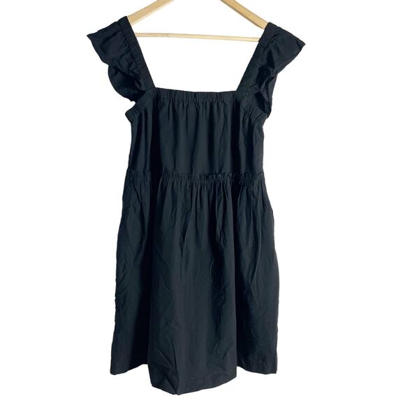 Madewell Marnay Black Flutter-Sleeve Square-Neck Mini Dress Size Medium - Picture 3 of 11